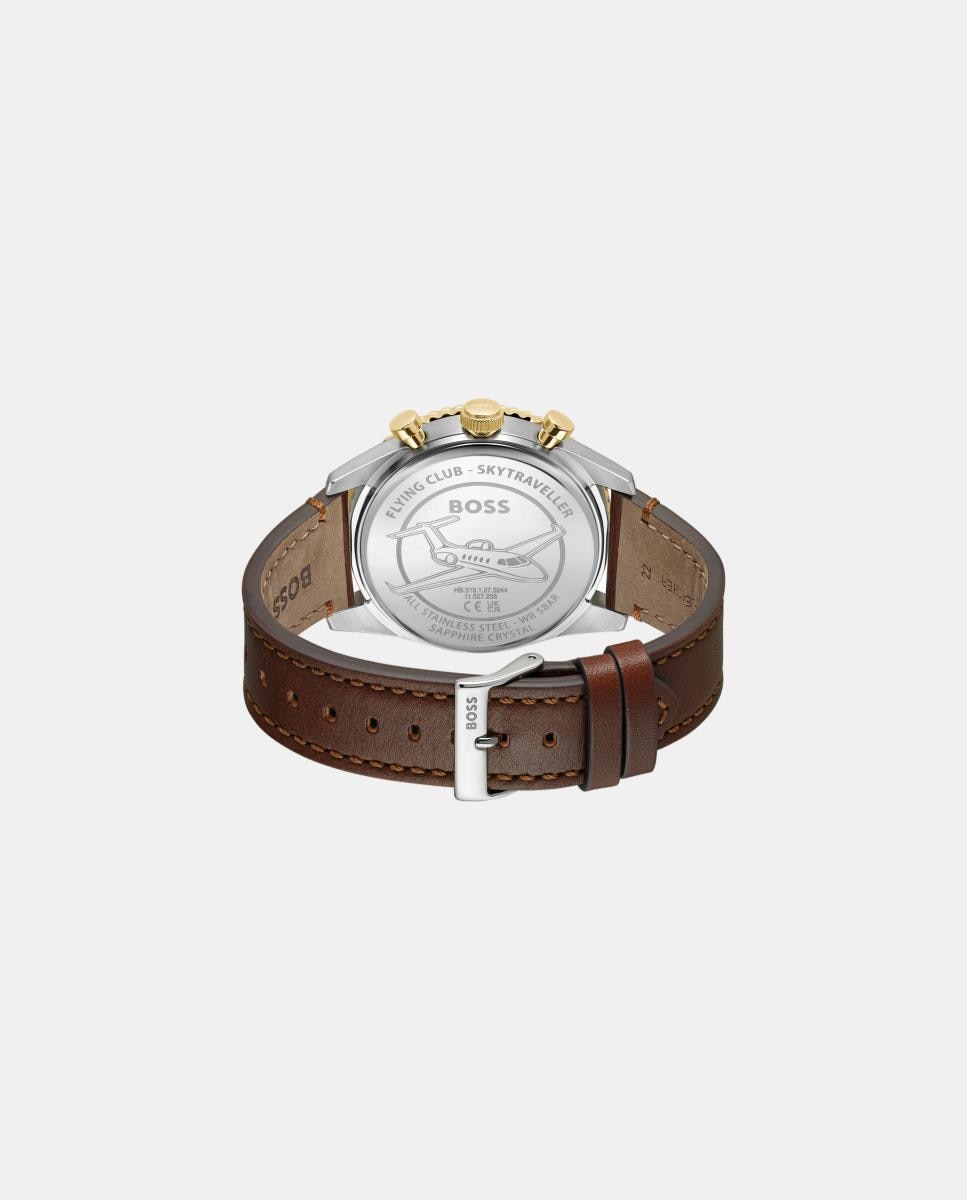 Relógio Skytraveller Pro1514346 cronógrafo com bracelete em pele Azul-4