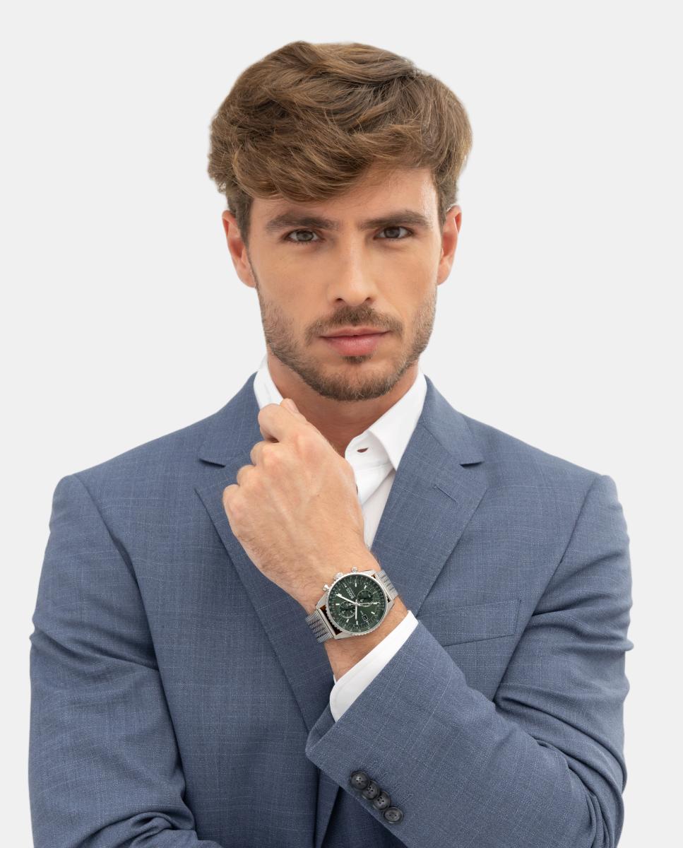 Relógio Skytraveller 1514347 cronógrafo com bracelete em aço Verde Verde-6