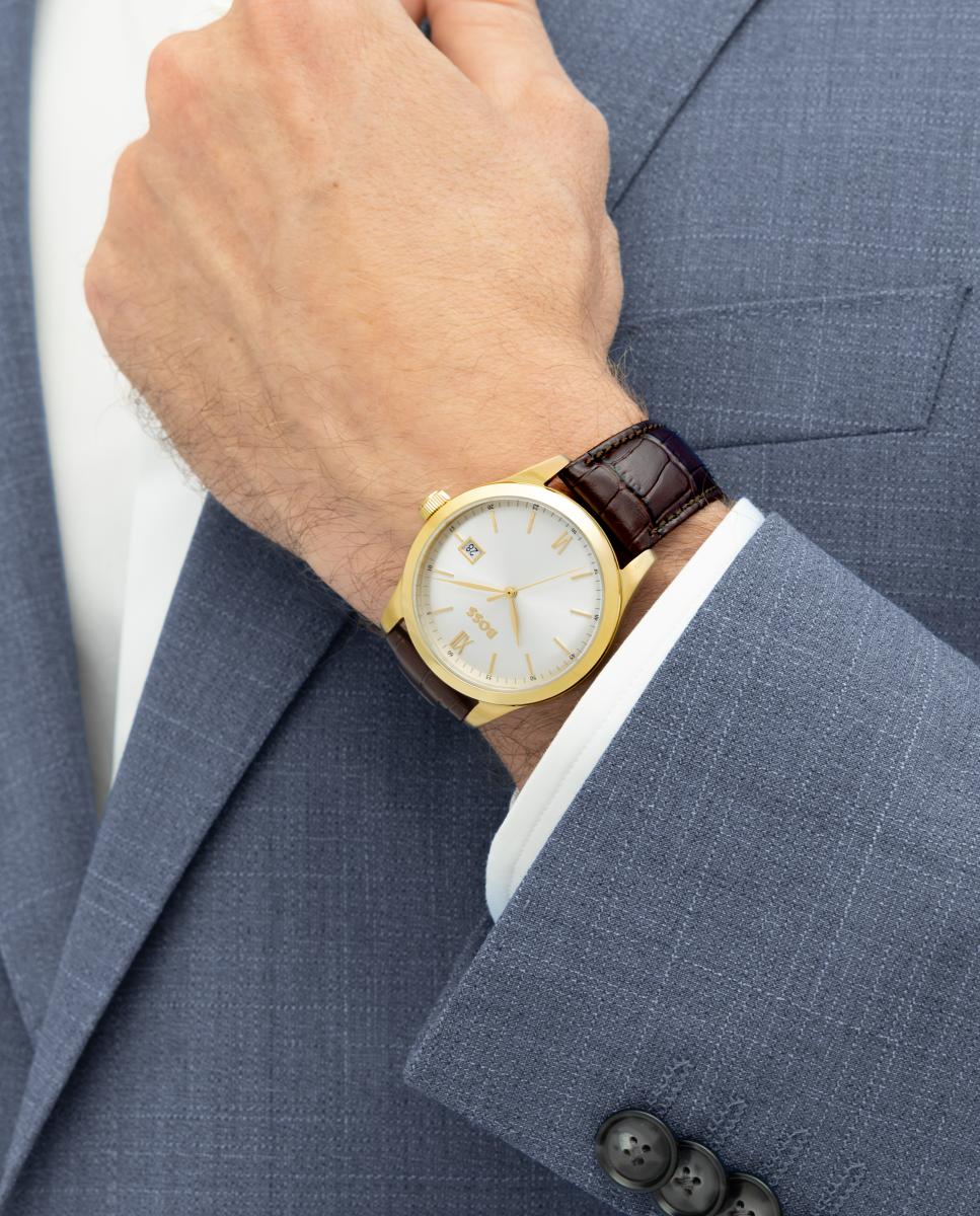 Reloj de hombre Langford 1514357 de piel marrón - Boss - Blanco Blanco-5