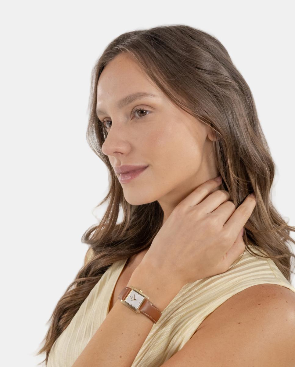 Reloj de mujer Lucy Scala 1502846 de piel marrón - Boss - Blanco Blanco-4