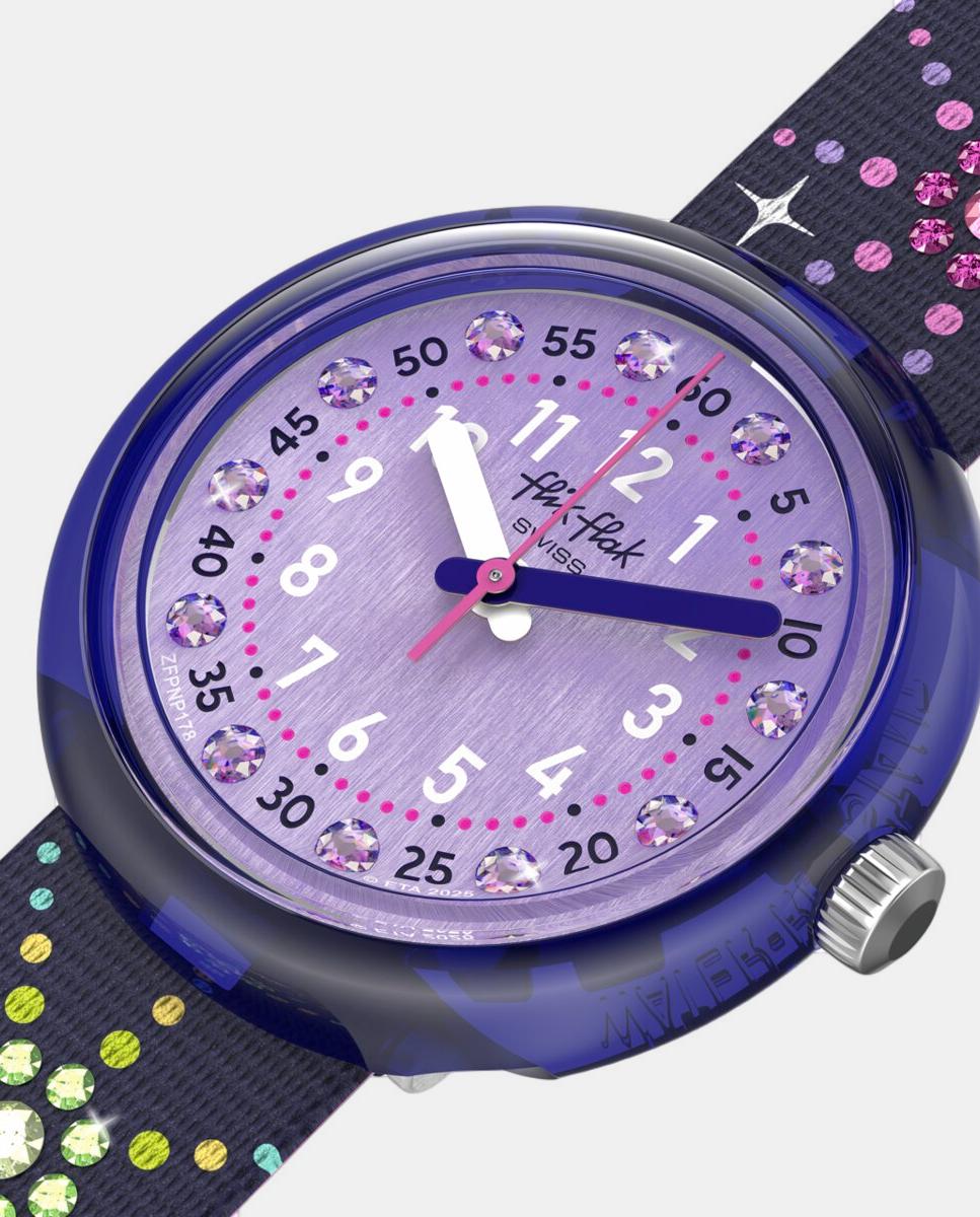 Imagen 3 de Reloj infantil FPNP178 Party Finale textil negro - Flik Flak - Morado Morado