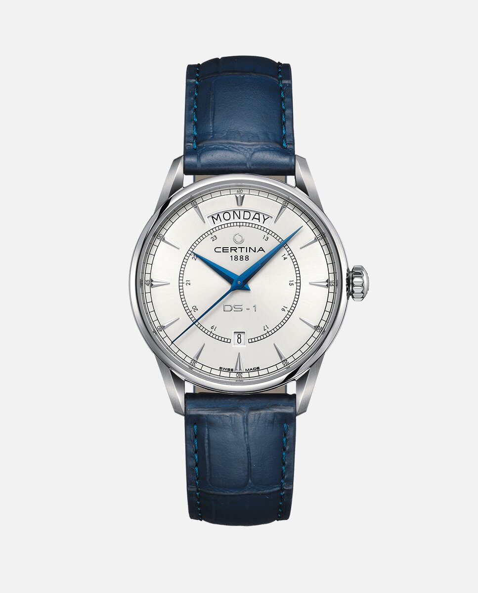 Reloj de hombre DS 1 C0294301601100 automático de piel azul Plateado Certina Plateado-1