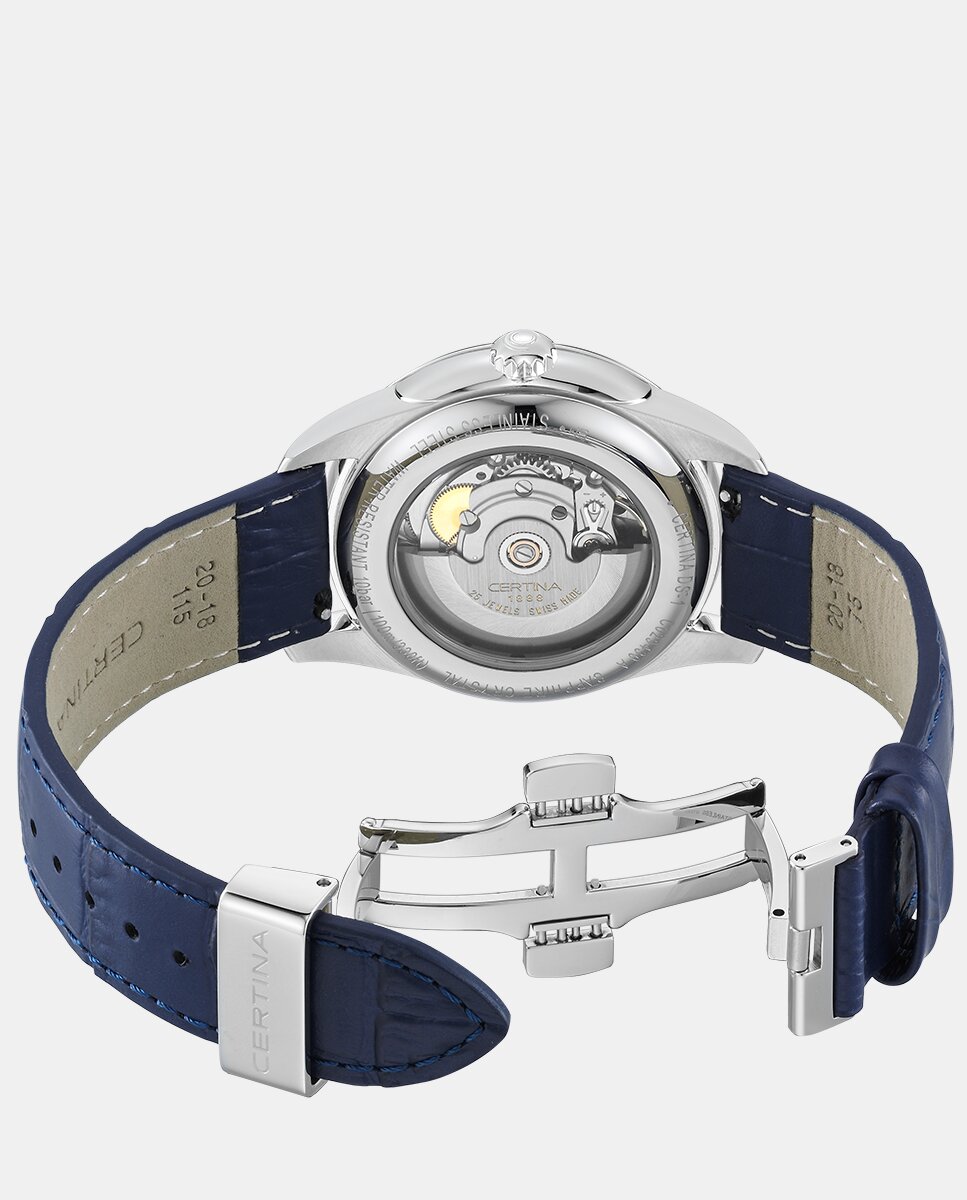 Reloj de hombre DS 1 C0294301601100 automático de piel azul Plateado Certina Plateado-4