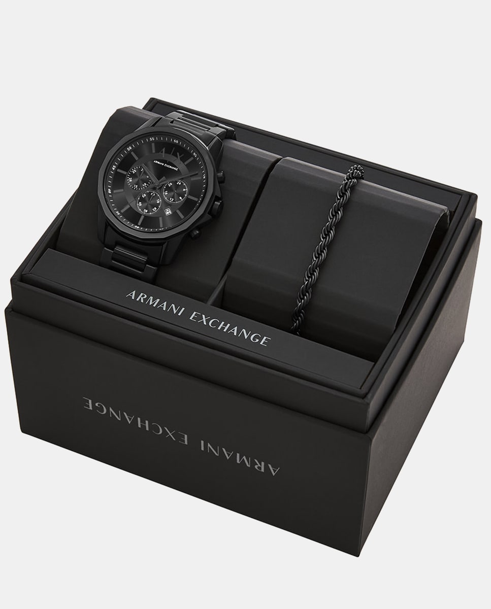 Set de reloj y pulsera de hombre AX7163SET de acero negro · Armani