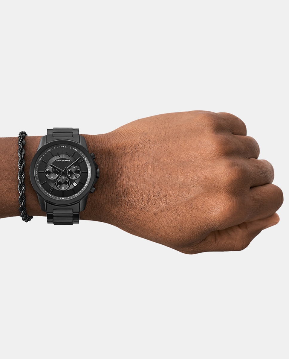 Conjunto de Relógio e Pulseira AX7163SET de Aço - Preto Preto-6