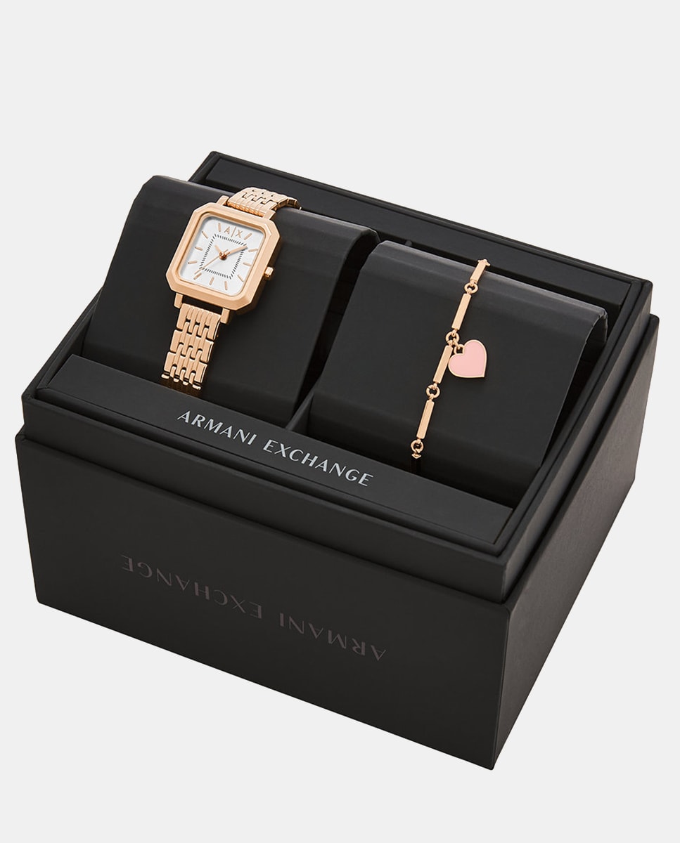 Set de reloj y pulsera AX7164SET de acero en oro rosa Plateado-7