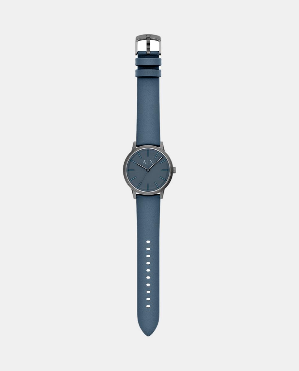 Relógio AX2767 em pele azul Azul-7