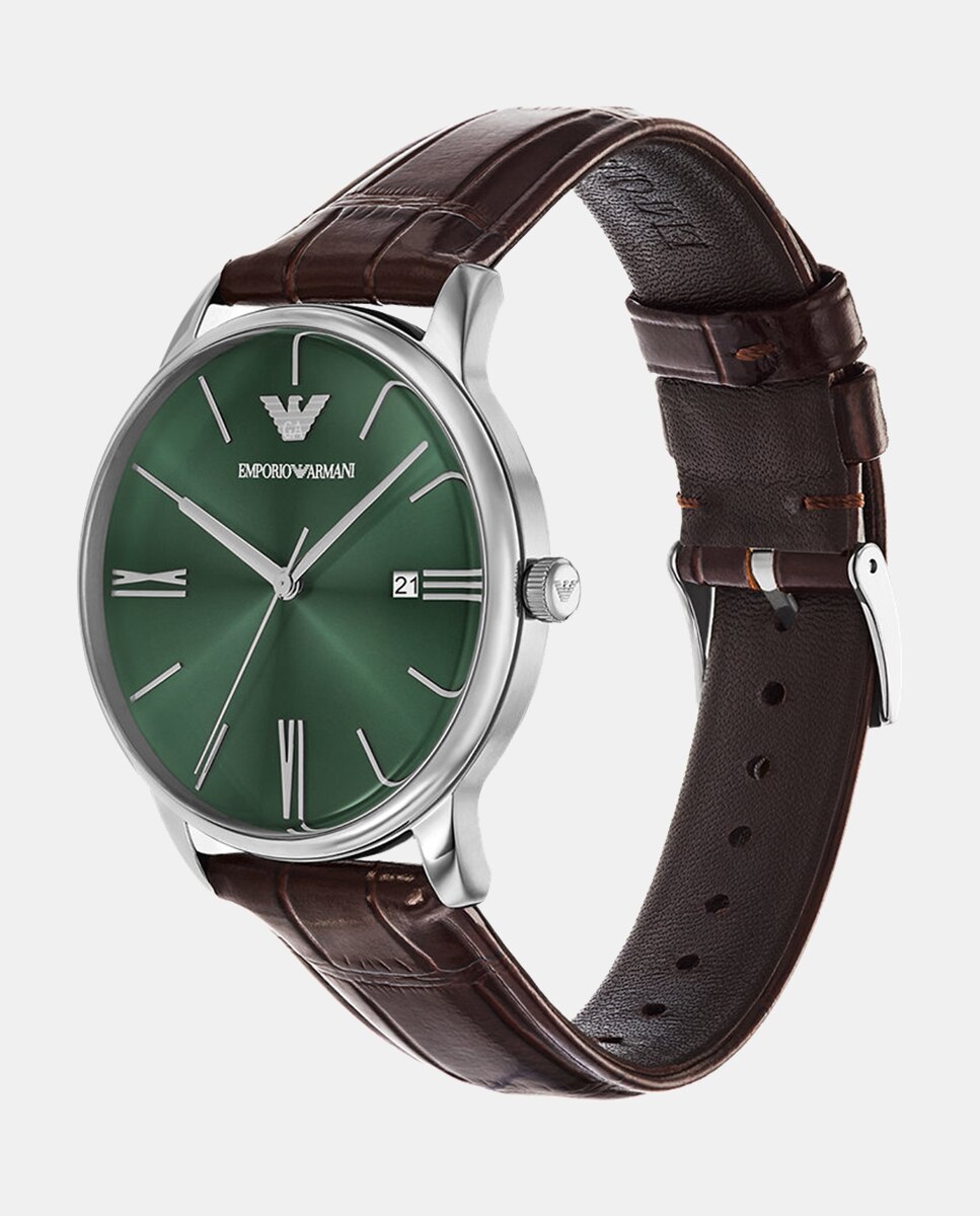 Relógio AR11672 de Aço Inoxidável com Três Ponteiros e Data Verde-4