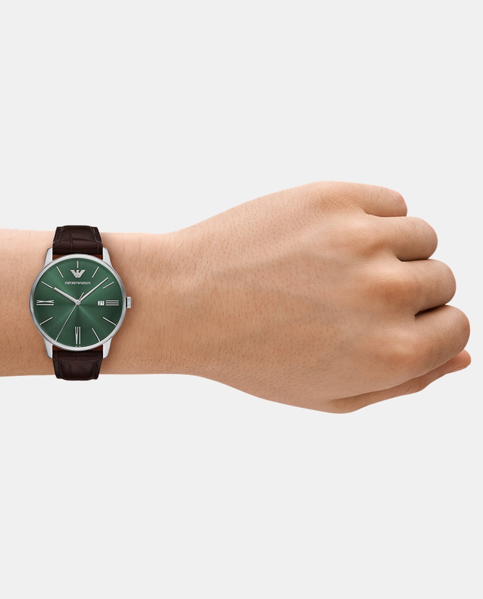 Relógio AR11672 de Aço Inoxidável com Três Ponteiros e Data Verde-6