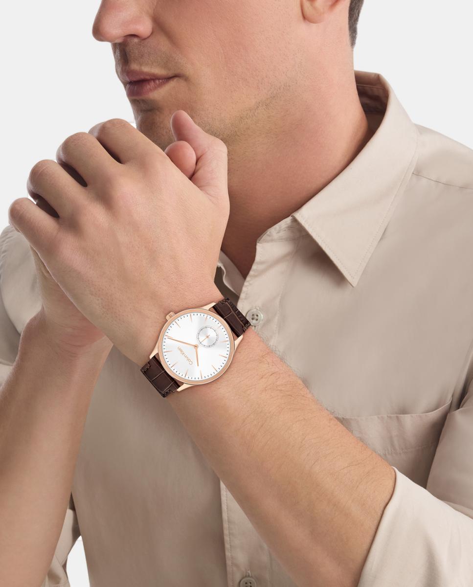 Reloj de hombre CK Tailored 25200553 de piel marrón - Calvin Klein - Blanco Blanco-4