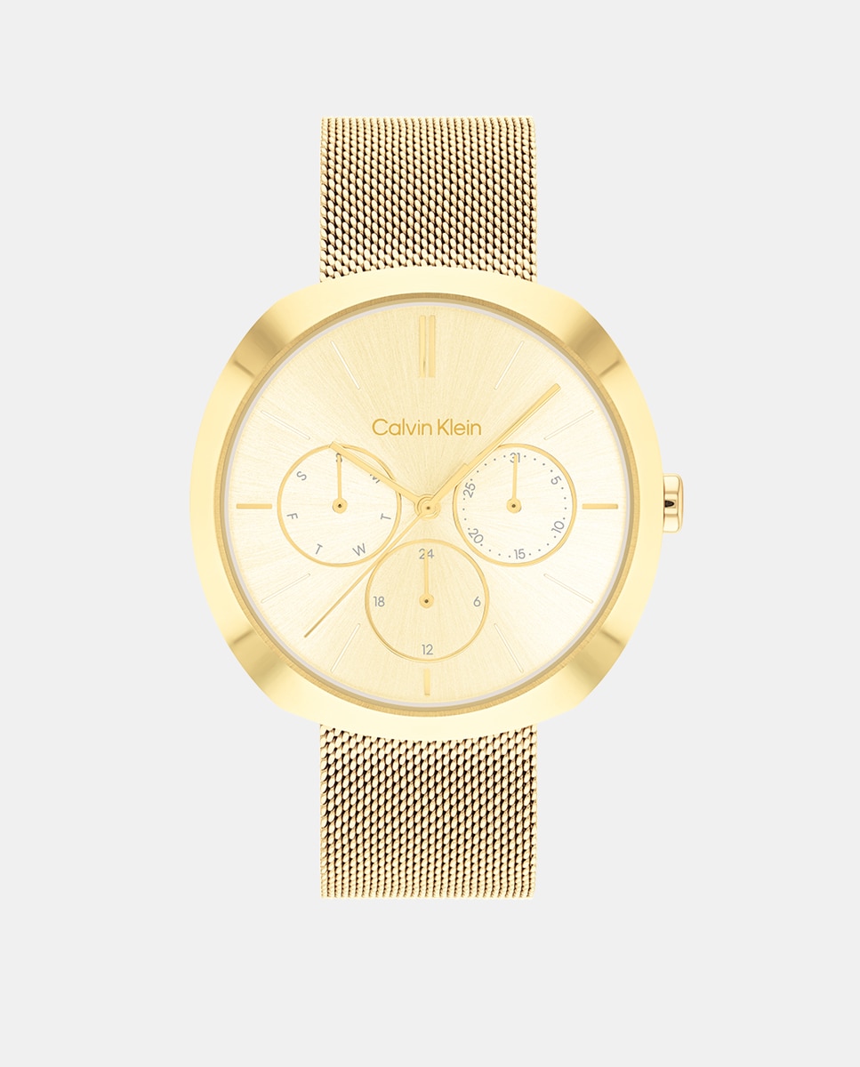 Imagen 0 de Reloj de mujer CK Shape 25200339 multifunción de malla de acero dorado Oro