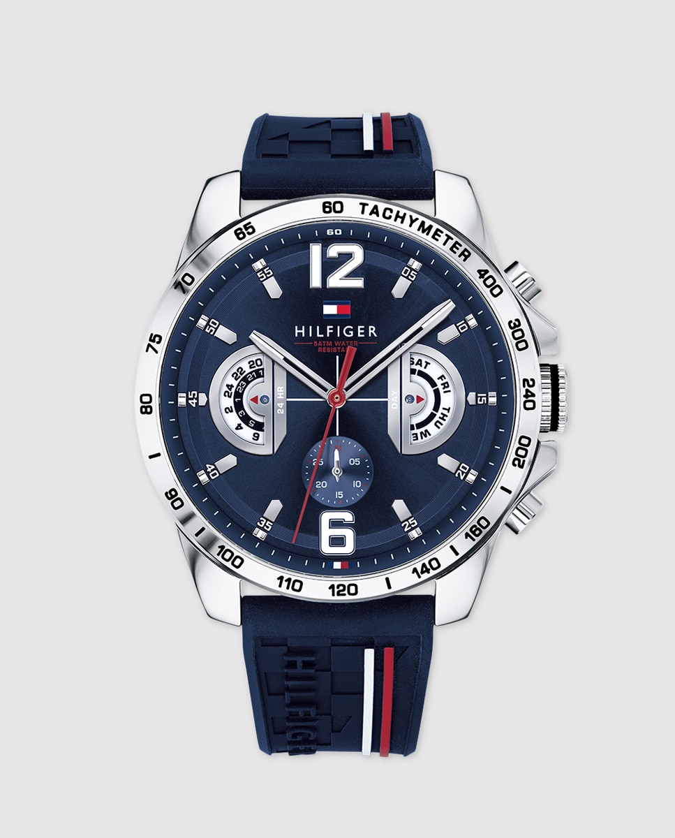 Imagen 0 de Reloj de hombre Tommy Hilfiger 1791476 de silicona a rayas Azul