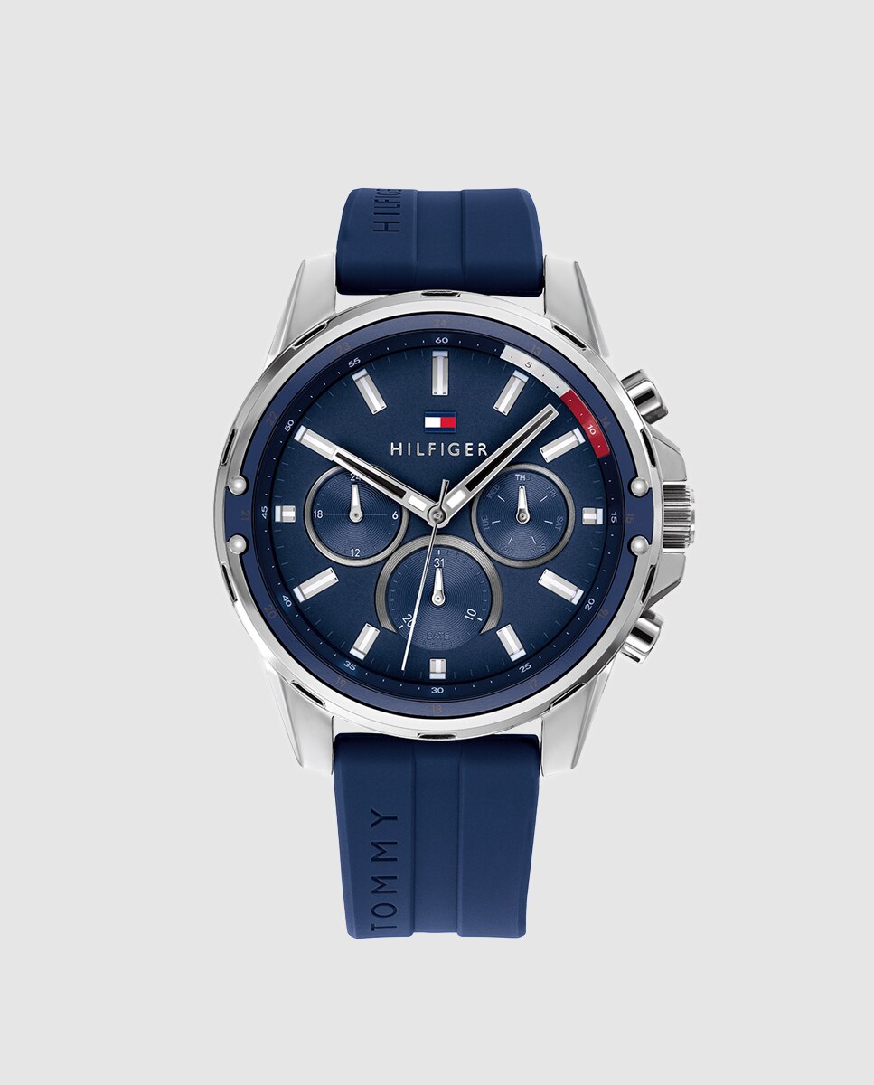 Reloj de hombre Tommy Hilfiger 1791791 multifunción de silicona - Azul Azul-1
