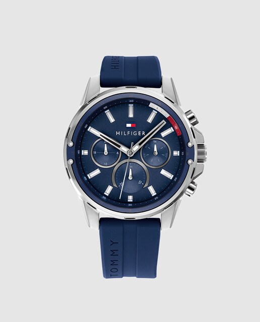 Reloj de hombre Tommy Hilfiger 1791791 multifunción de silicona azul