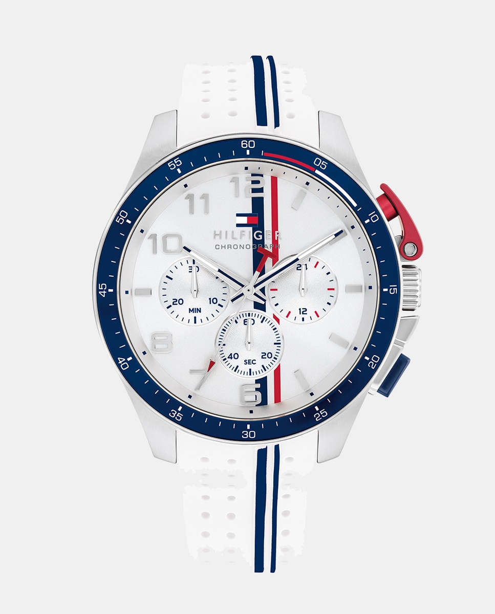 Relógio Bank 1792167 Cronógrafo de Silicone - Branco Branco-1