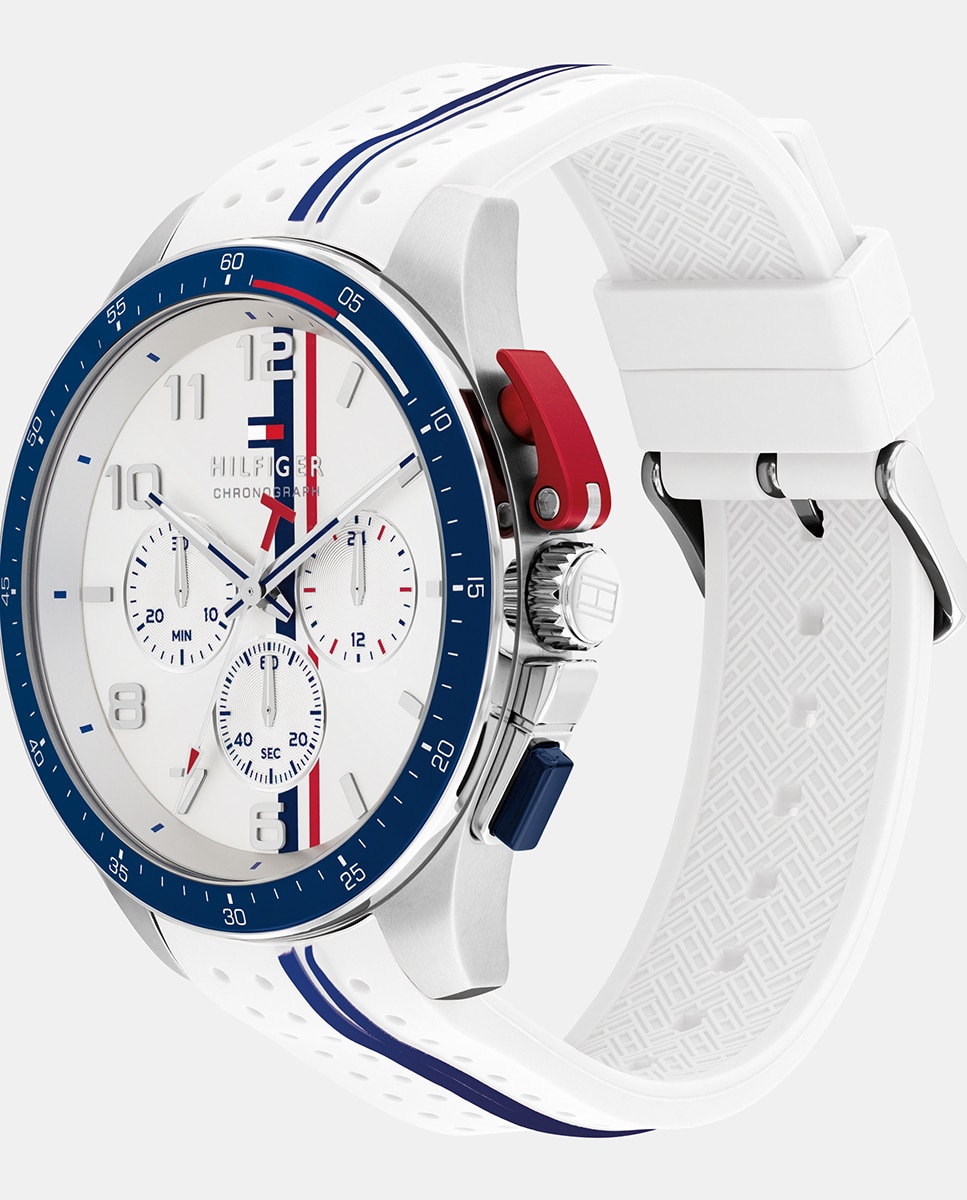 Relógio Bank 1792167 Cronógrafo de Silicone - Branco Branco-2
