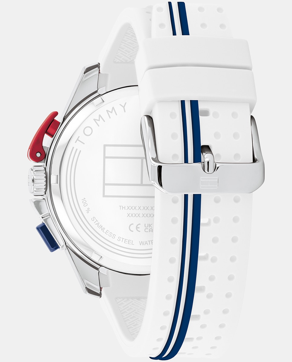 Relógio Bank 1792167 Cronógrafo de Silicone - Branco Branco-3