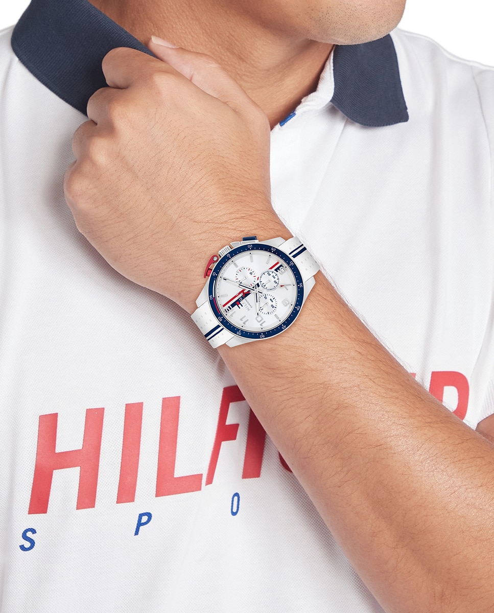 Relógio Bank 1792167 Cronógrafo de Silicone - Branco Branco-4
