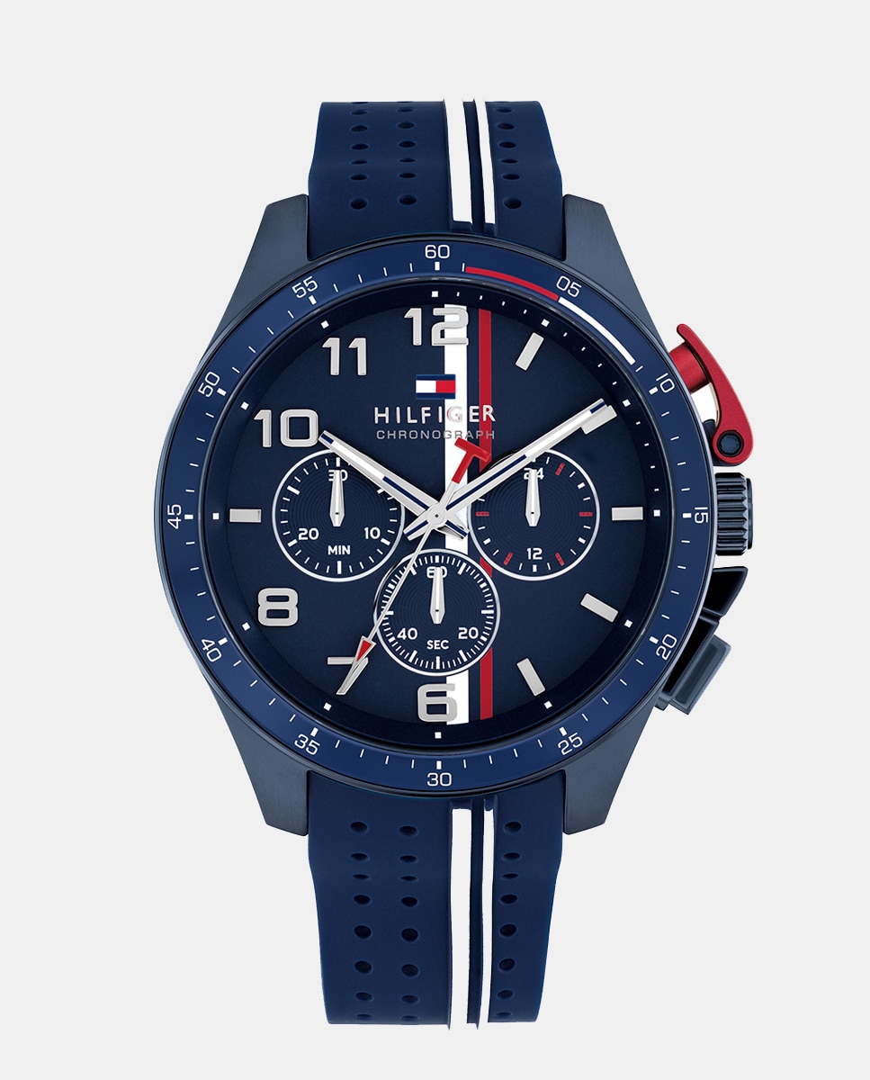 Relógio Bank 1792169 Cronógrafo de Silicone - Azul Azul-1