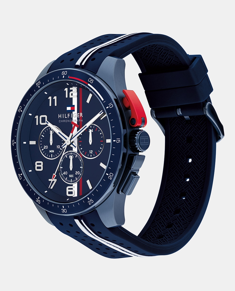 Relógio Bank 1792169 Cronógrafo de Silicone - Azul Azul-2