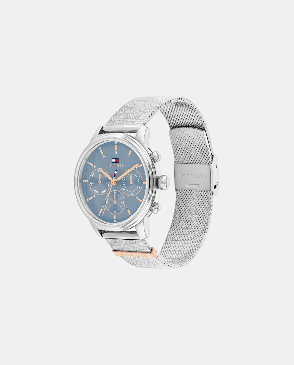 Relógio Multifunções Aço e Cristais Azul-2