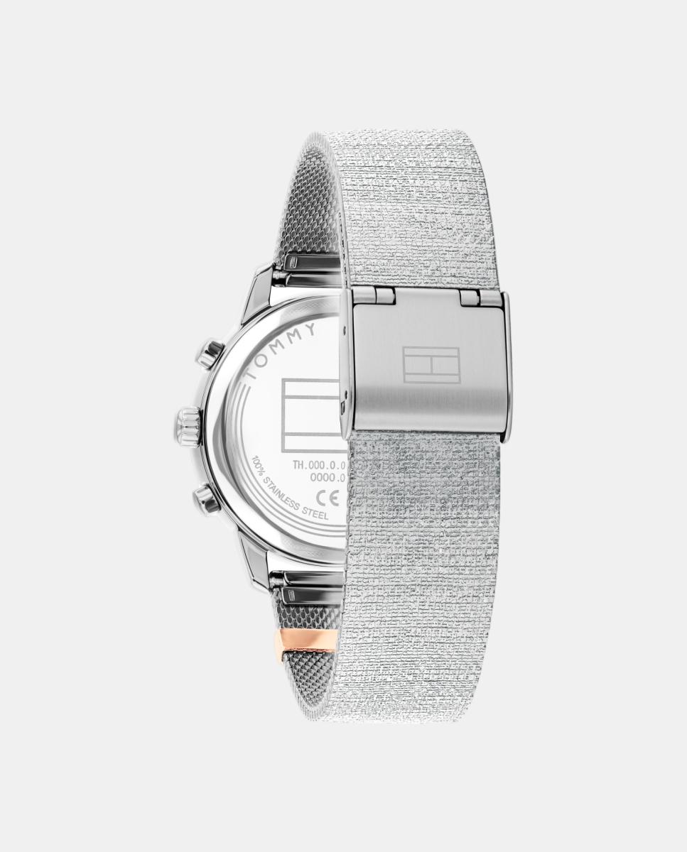 Relógio Multifunções Aço e Cristais Azul-3