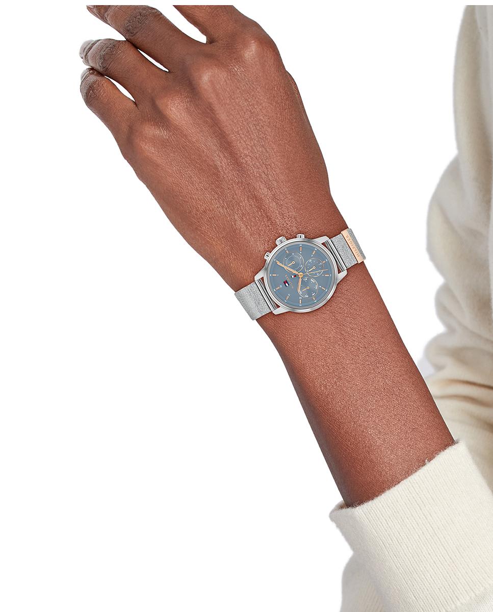 Relógio Multifunções Aço e Cristais Azul-4