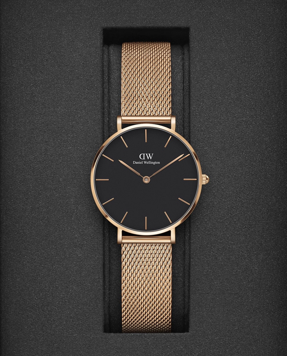 Relógio Petite Mesh DW00100161 de Malha de Aço - Dourado Rosa Rosa-5