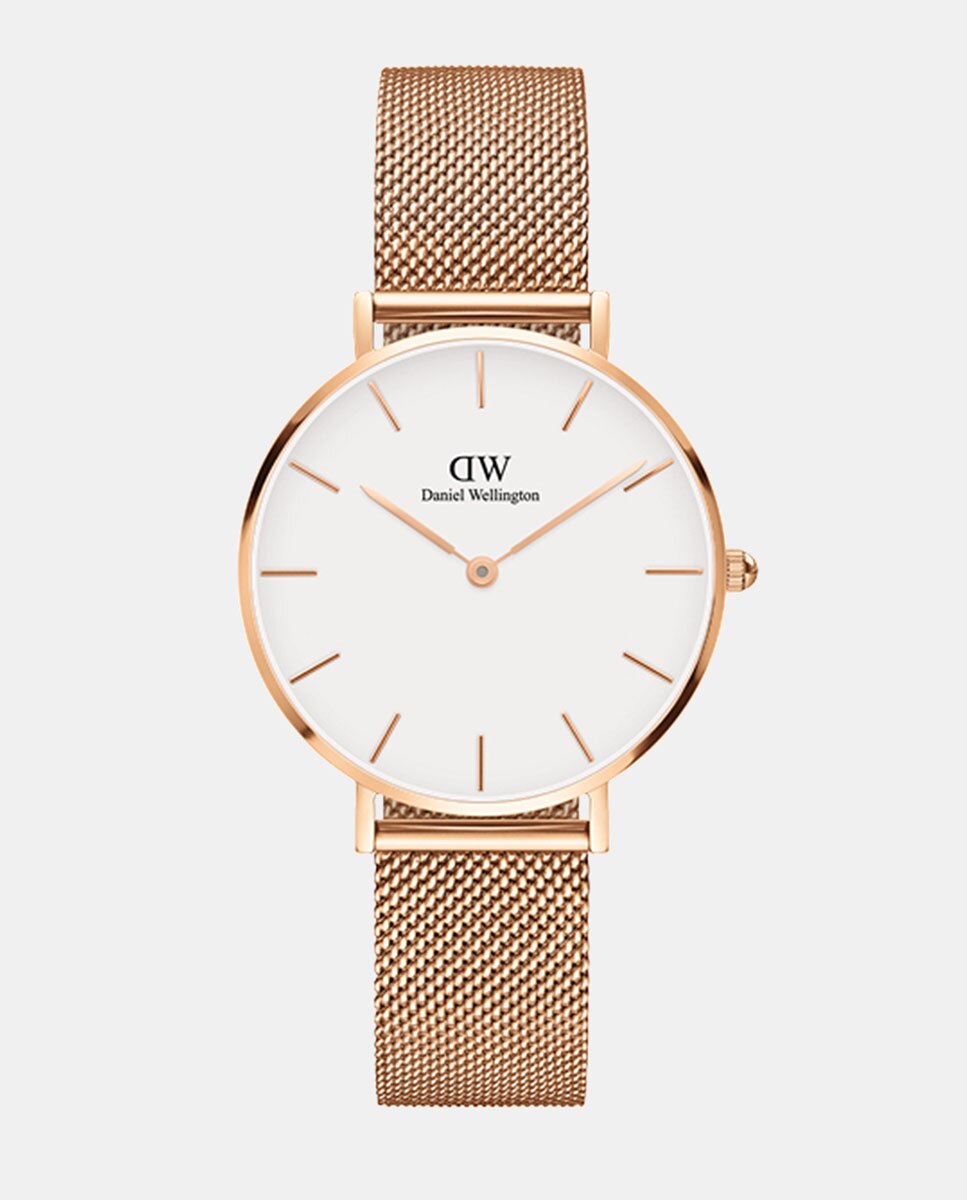 Relógio Petite Mesh DW00100163 de Malha de Aço - Dourado Rosa Rosa-1