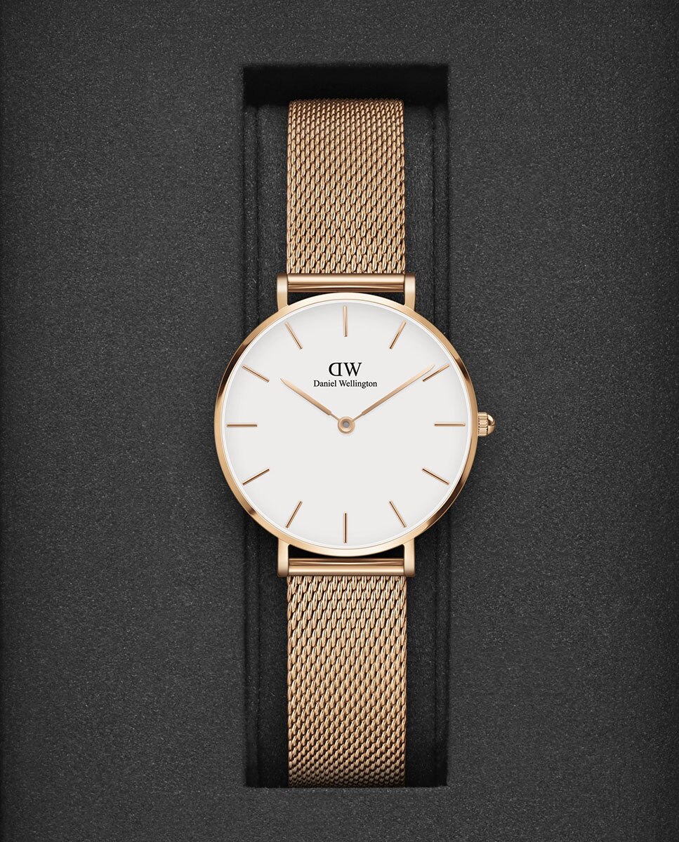 Relógio Petite Mesh DW00100163 de Malha de Aço - Dourado Rosa Rosa-5