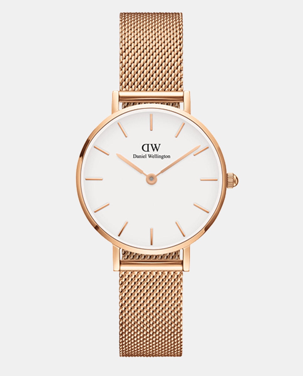Relógio Petite Mesh DW00100219 de Malha de Aço - Dourado Rosa Rosa-1