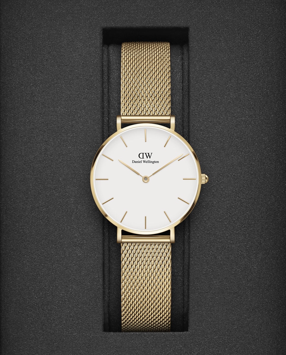 Relógio Petite Mesh DW00100348 de Malha de Aço - Dourado Ouro-3