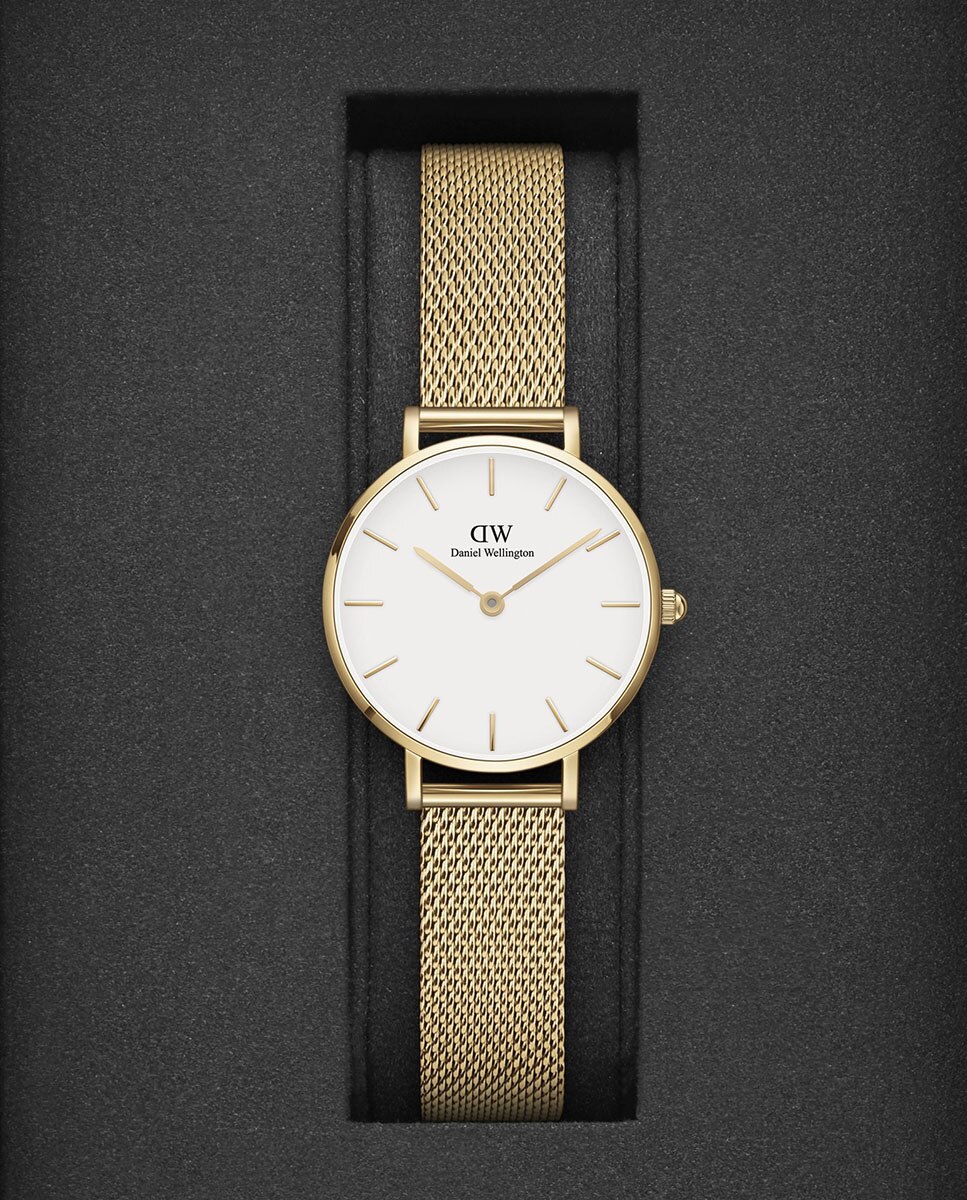 Relógio Petite Mesh DW00100350 de Malha de Aço - Dourado Ouro-3