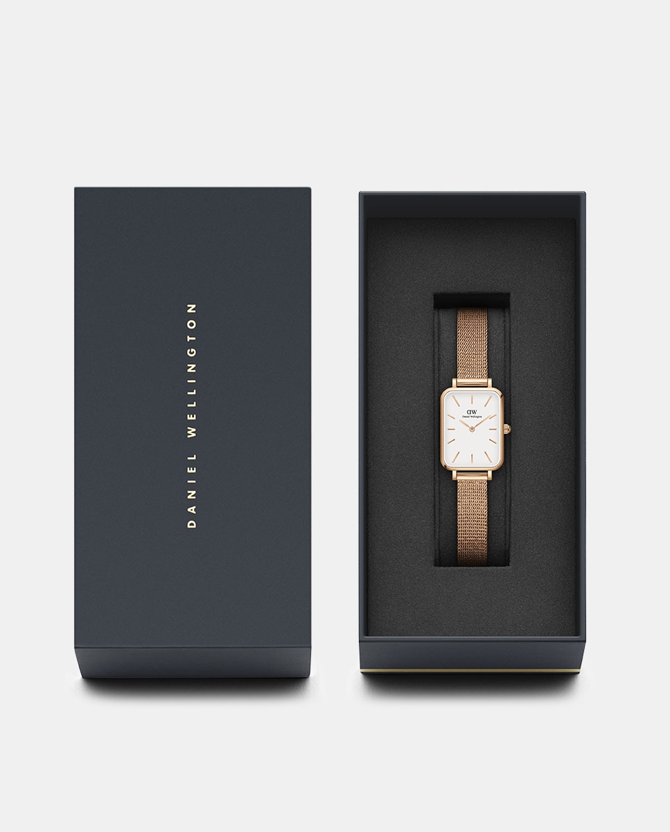 Relógio Quadro DW00100431 de Malha de Aço - Dourado Rosa Rosa-2
