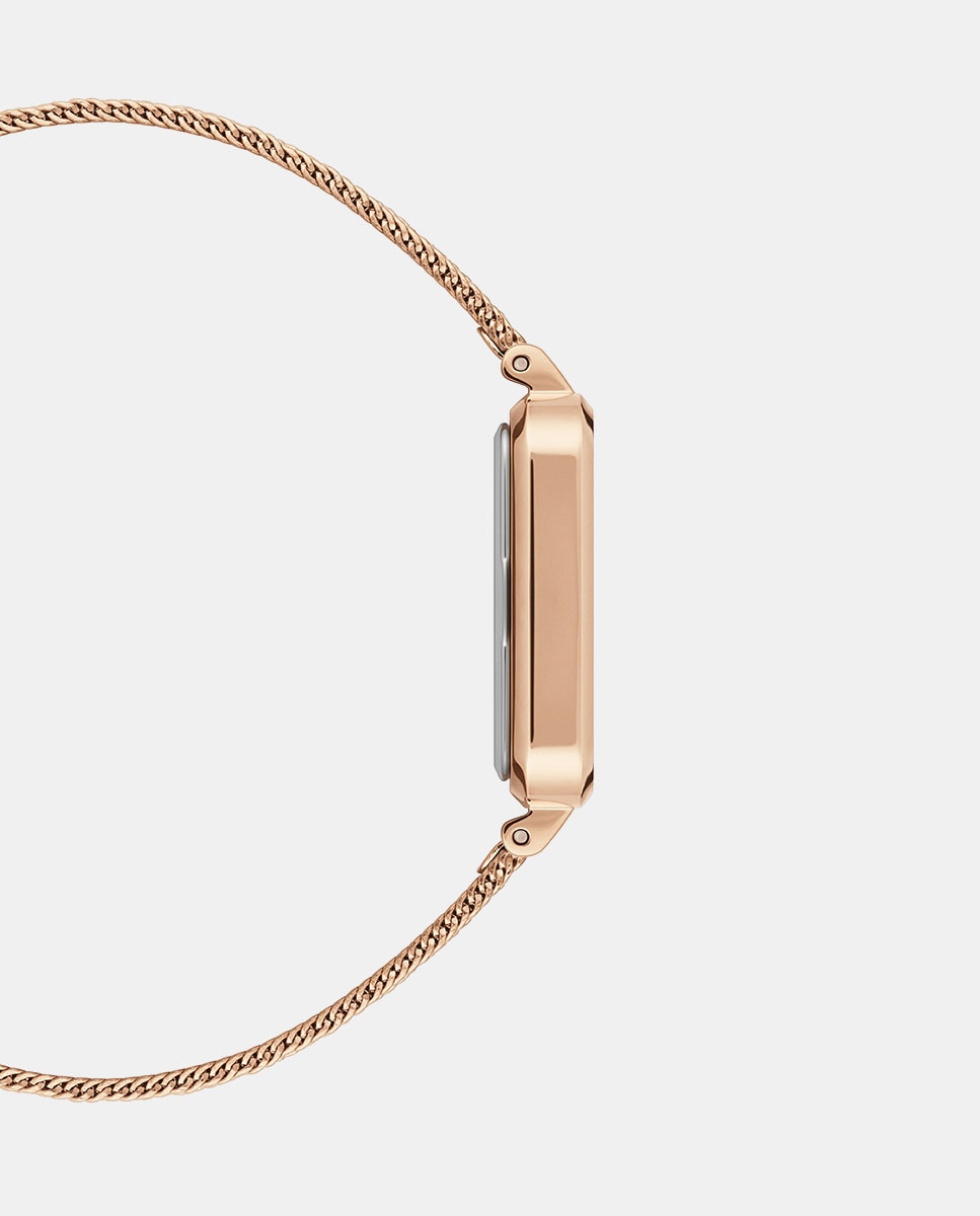 Relógio Quadro DW00100431 de Malha de Aço - Dourado Rosa Rosa-5