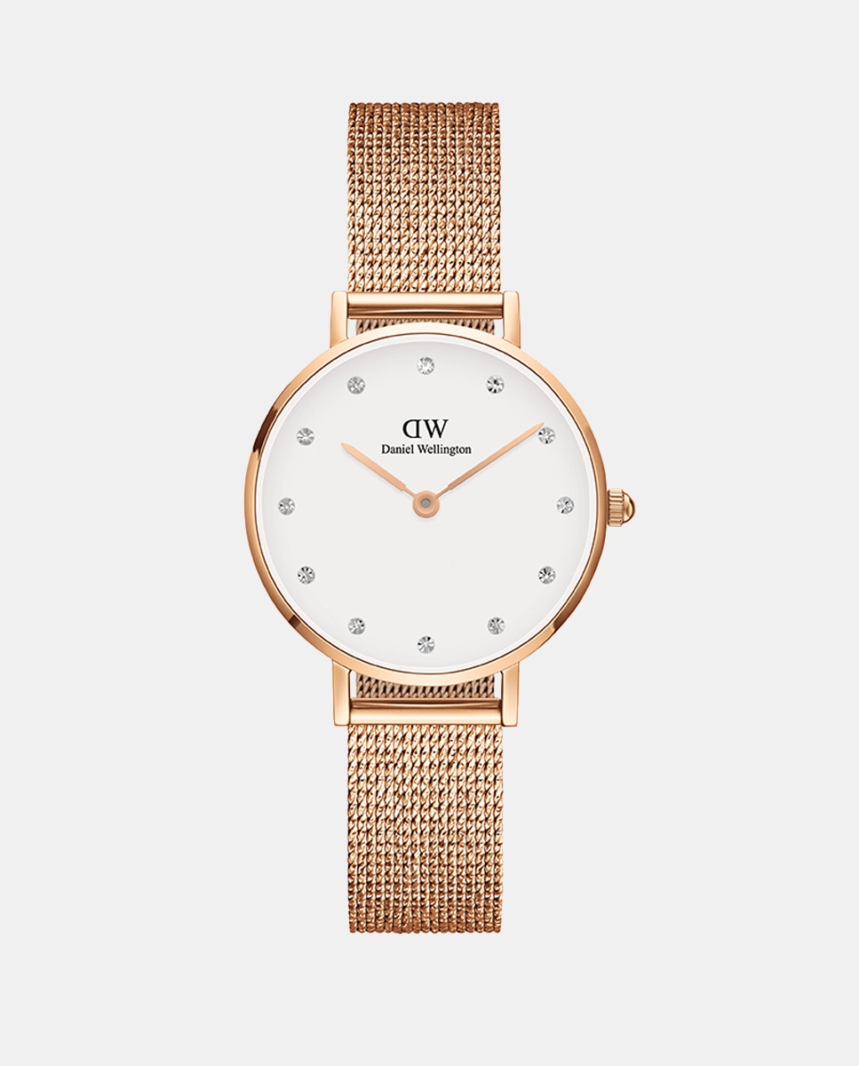 Relógio Petite-Lumine Pressed DW00100528 de Malha de Aço - Rosa Rosa-1