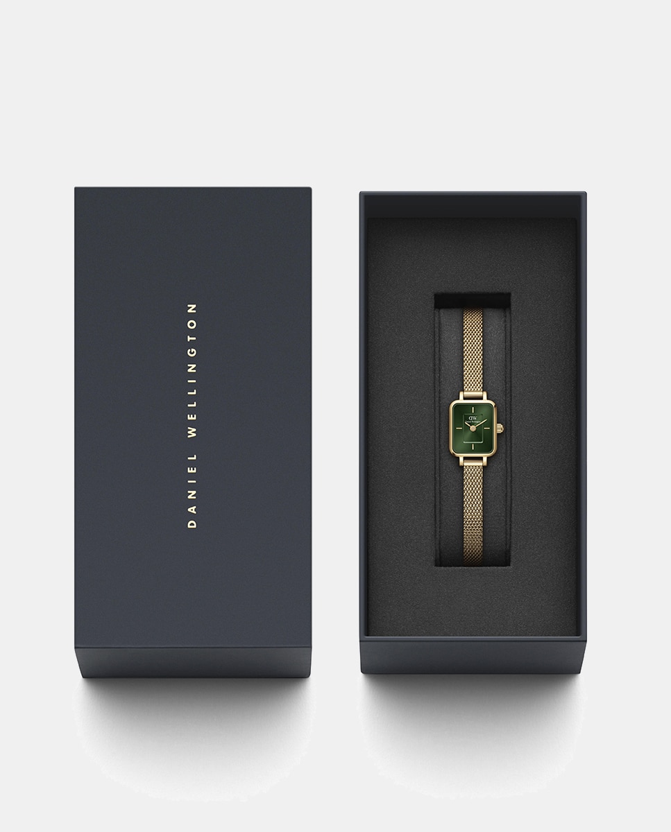 Relógio Quadrado Mini Evergold DW00100653 de Malha de Aço - Dourado Ouro-2