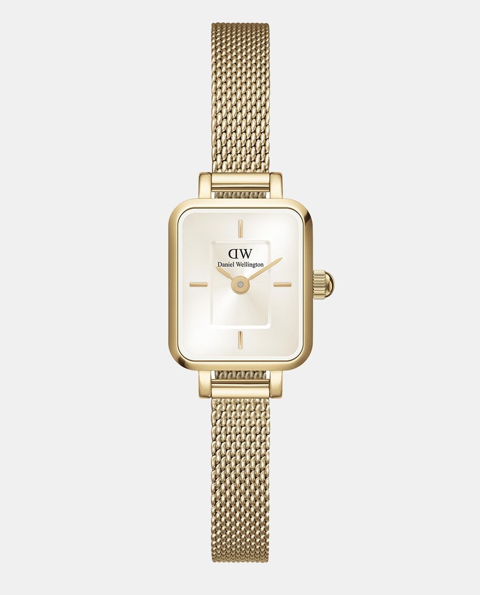 Imagem 0 de Relógio Quadrado Mini Evergold DW00100656 de Malha de Aço - Dourado