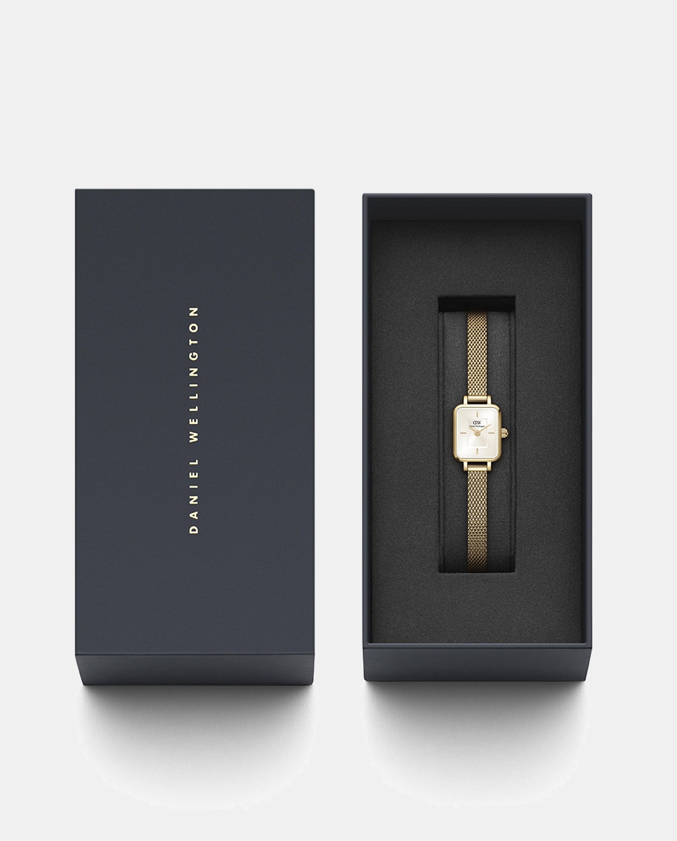 Relógio Quadrado Mini Evergold DW00100656 de Malha de Aço - Dourado Ouro-2