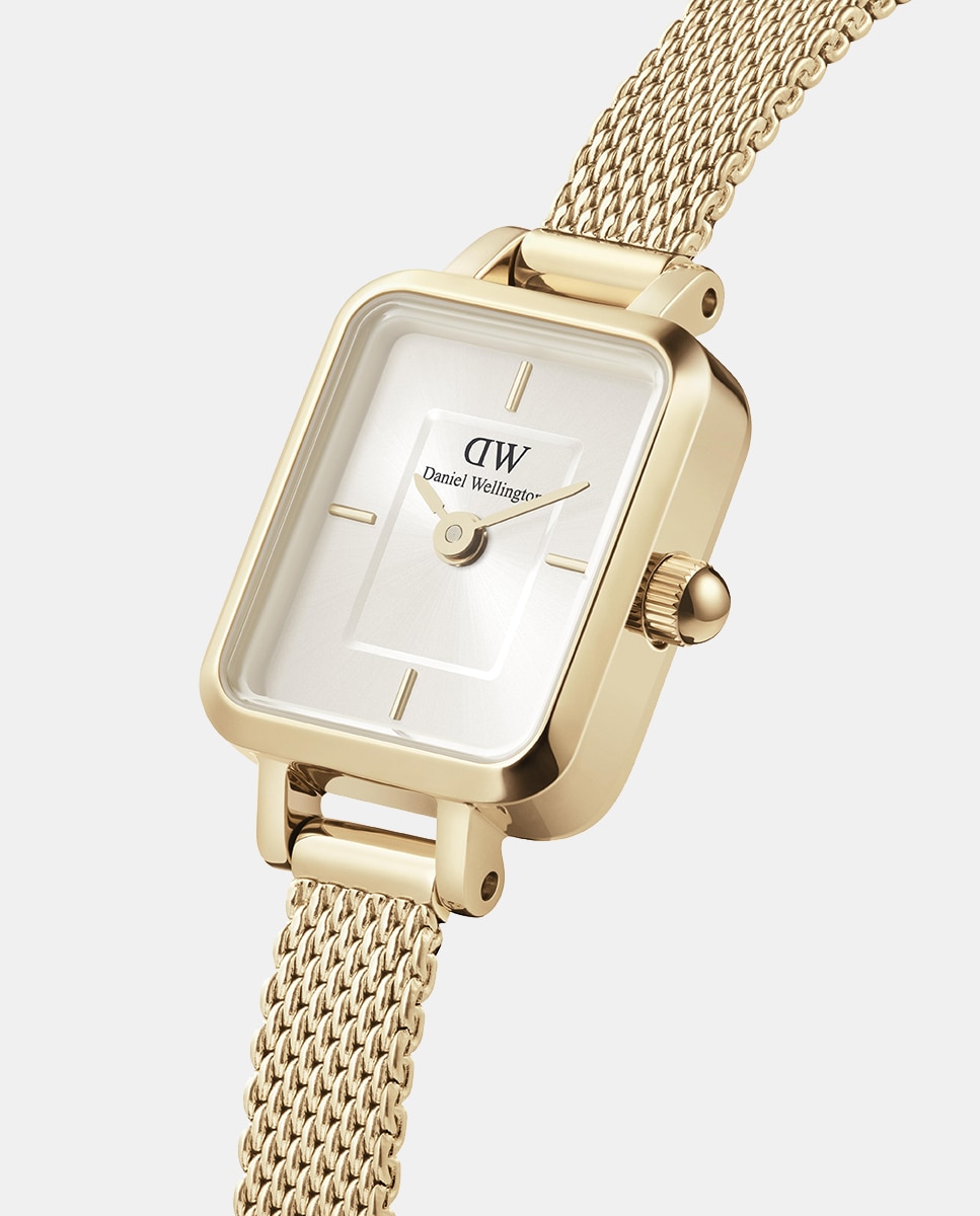 Relógio Quadrado Mini Evergold DW00100656 de Malha de Aço - Dourado Ouro-3
