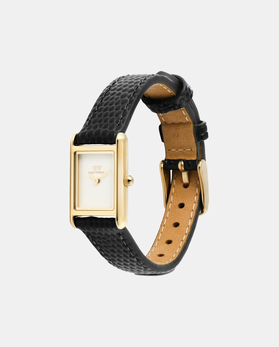 Relógio Bound Mini DW00100903 em pele preta Branco-4