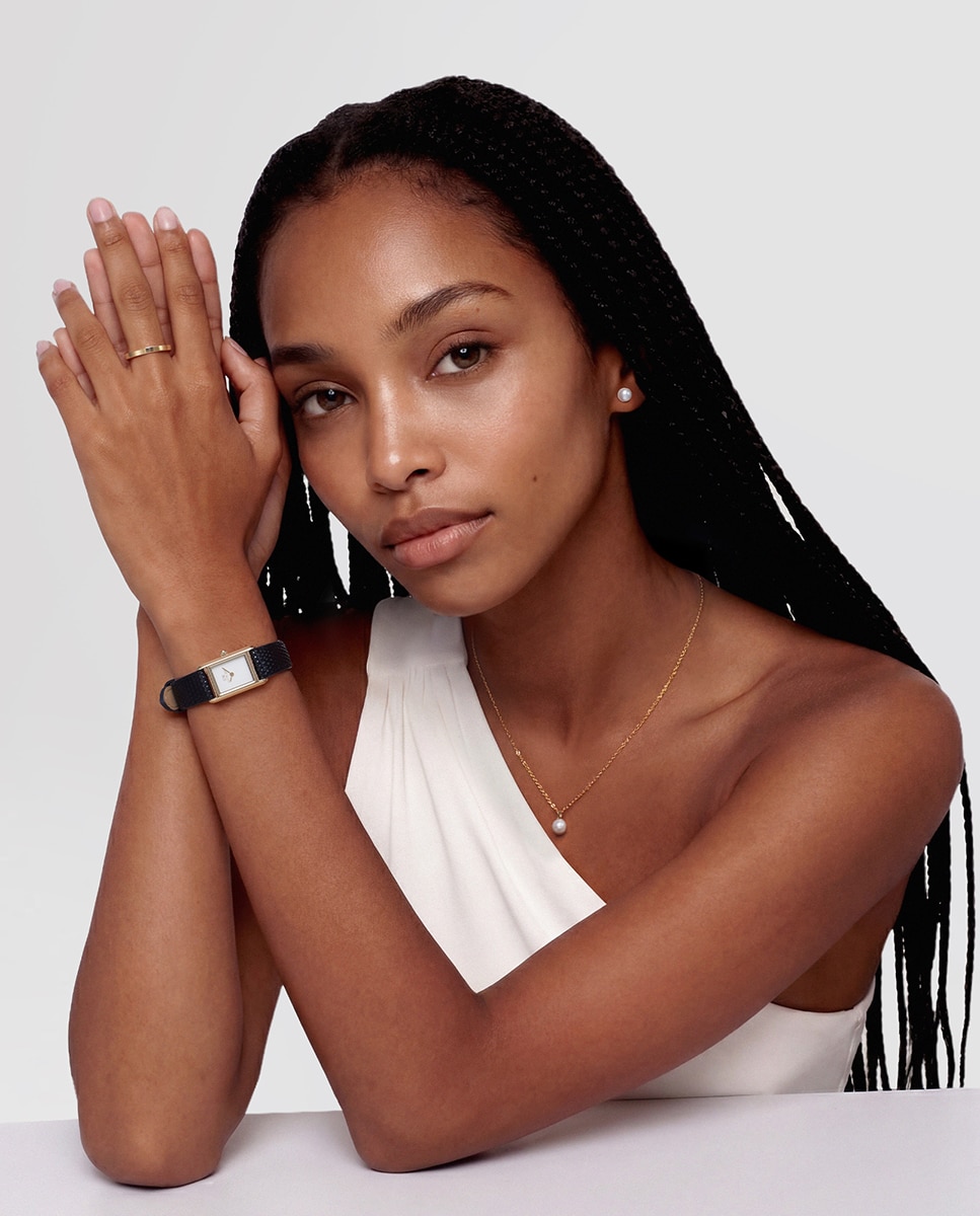 Relógio Bound Mini DW00100903 em pele preta Branco-6