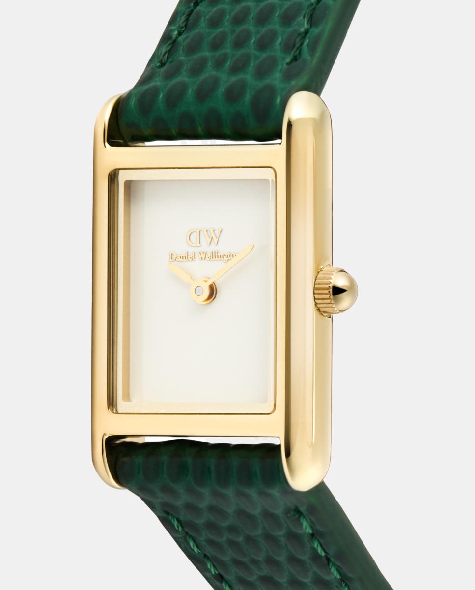 Relógio Bound Mini DW00100906 em pele verde Branco-2