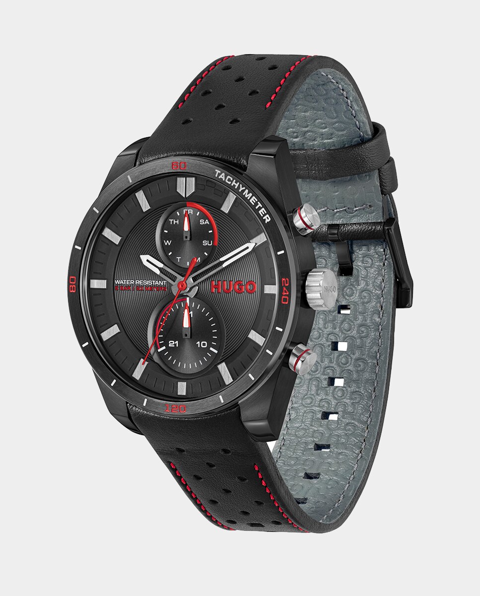 Reloj de hombre Fast 1530370 multifunción de piel - Hugo - Negro Negro-3