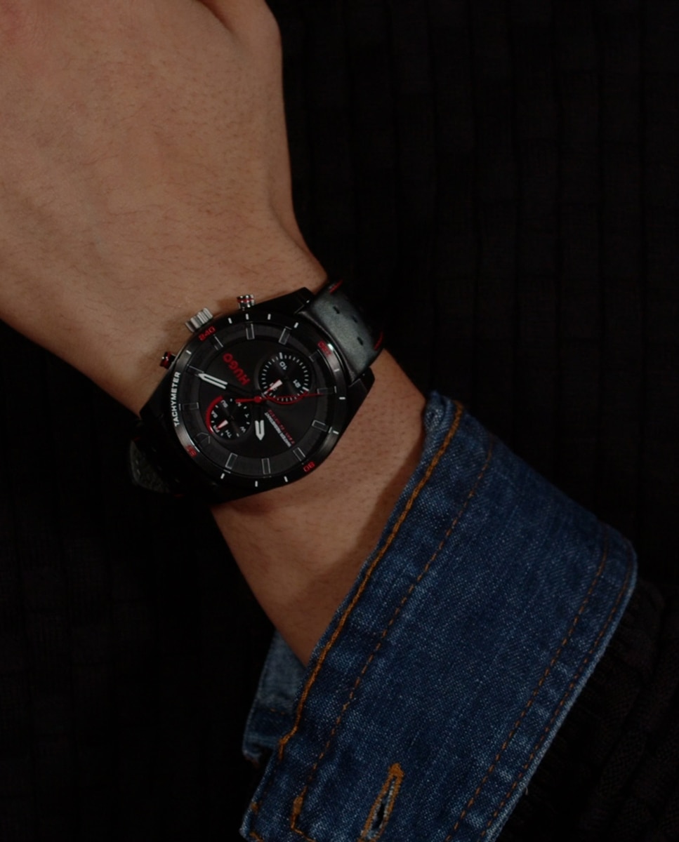 Reloj de hombre Fast 1530370 multifunción de piel - Hugo - Negro Negro-6