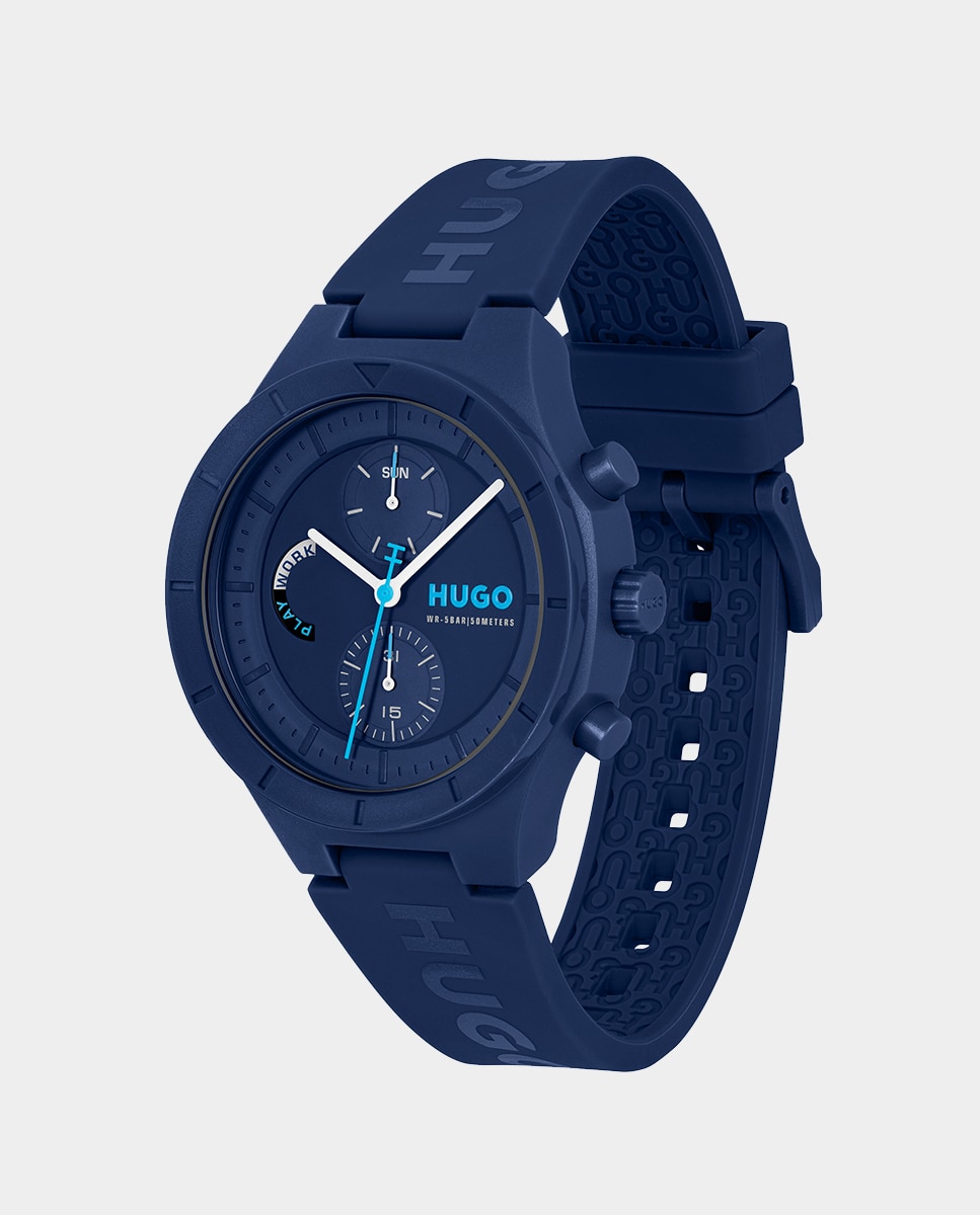 Reloj de hombreLit Multi 1530404 multifunción de silicona - Hugo - Azul Azul-2