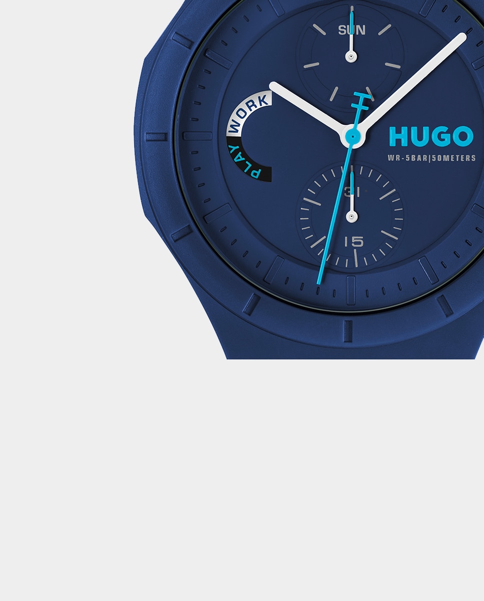 Reloj de hombreLit Multi 1530404 multifunción de silicona - Hugo - Azul Azul-4