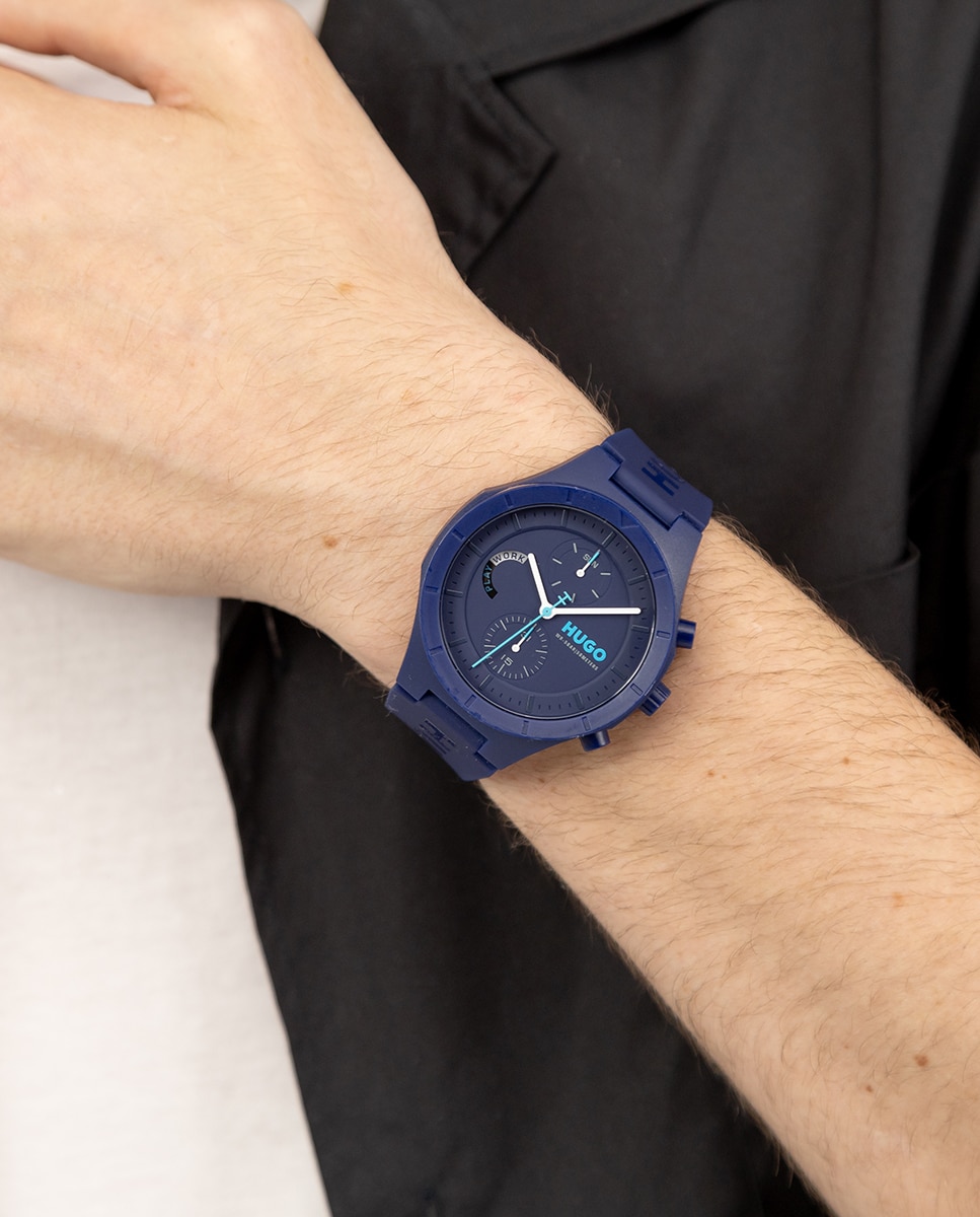 Reloj de hombreLit Multi 1530404 multifunción de silicona - Hugo - Azul Azul-5