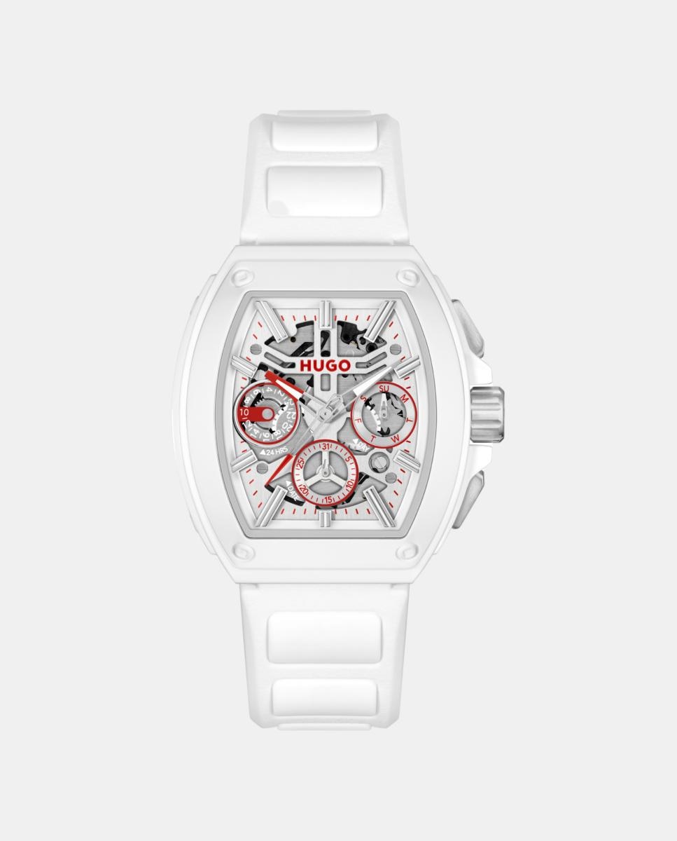 Imagen 0 de Reloj de hombre Hugo ID Skeleton 1530445 de silicona blanco Blanco