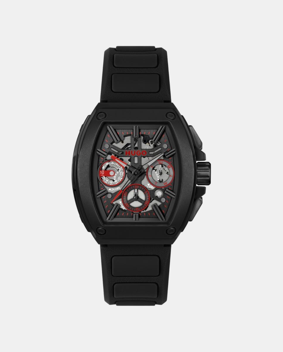 Imagem 0 de Relógio Hugo ID Skeleton 1530446 de silicone preto